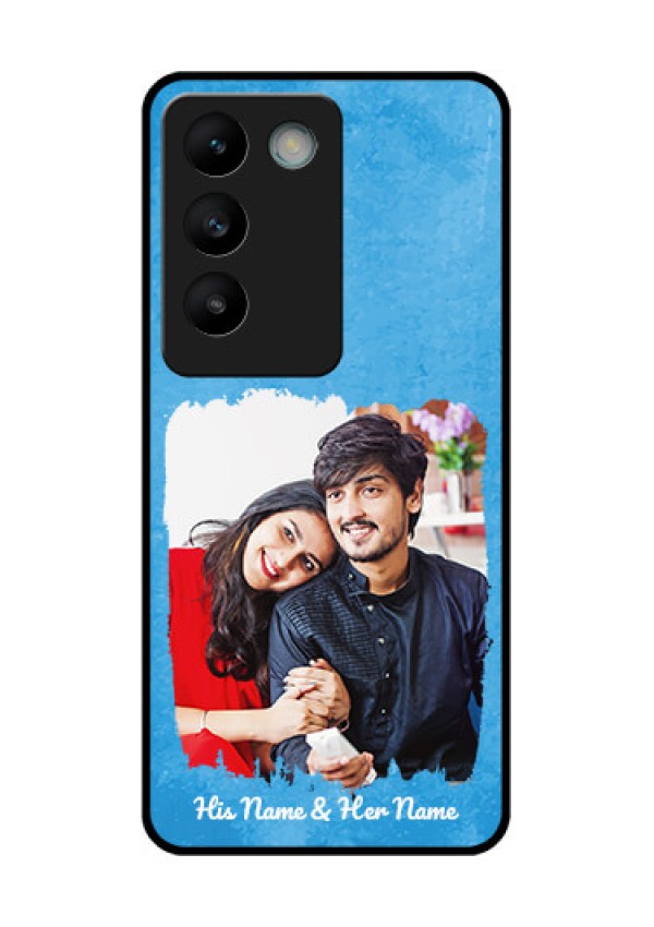 Vivo Y200E 5G Custom Glass Phone Case - Blue Color Vintage Design