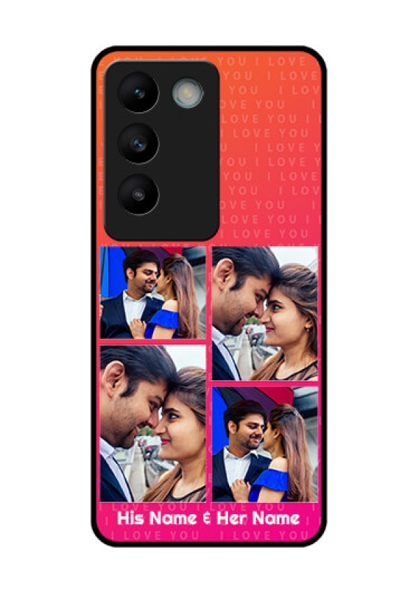 Vivo Y200E 5G Custom Glass Phone CaseI Love You Pink Design
