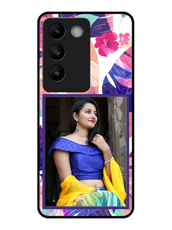 Custom Vivo Y200E 5G Custom Glass Phone CaseAbstract Floral Design