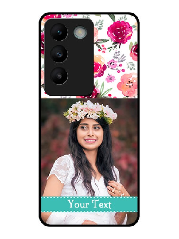 Custom Vivo Y200E 5G Custom Glass Phone CaseWater Colors Floral Design