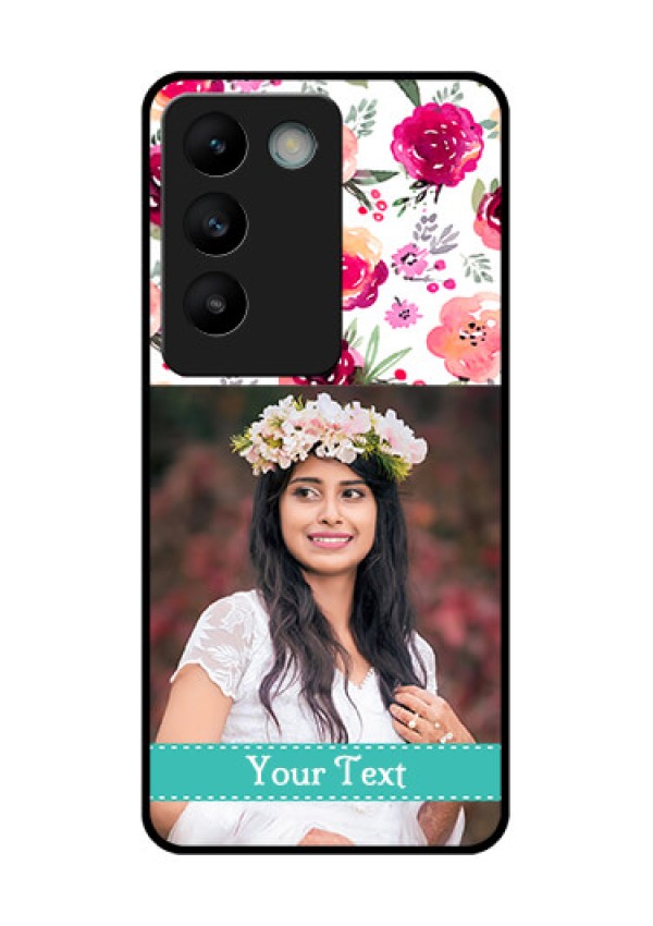Vivo Y200E 5G Custom Glass Phone CaseWater Colors Floral Design