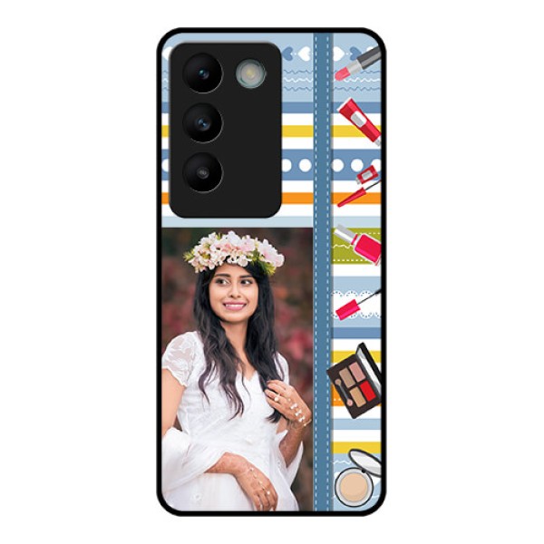 Vivo Y200E 5G Custom Glass Phone CaseMakeup Icons Design