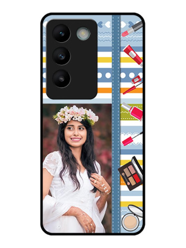 Custom Vivo Y200E 5G Custom Glass Phone CaseMakeup Icons Design