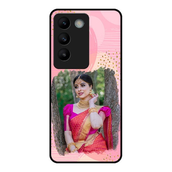 Vivo Y200E 5G Custom Glass Phone CaseGold Glitter Splash Design