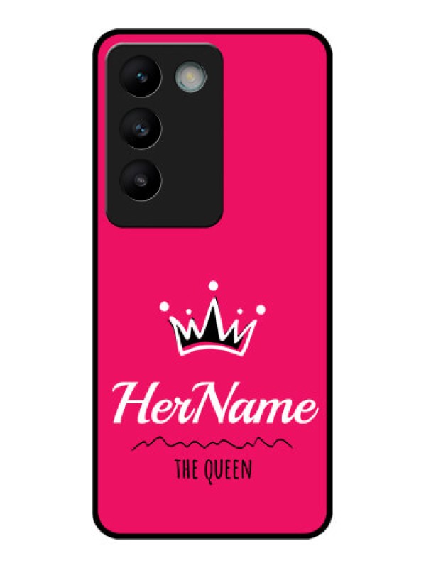 Custom Vivo Y200E 5G Custom Glass Phone CaseQueen With Name Design