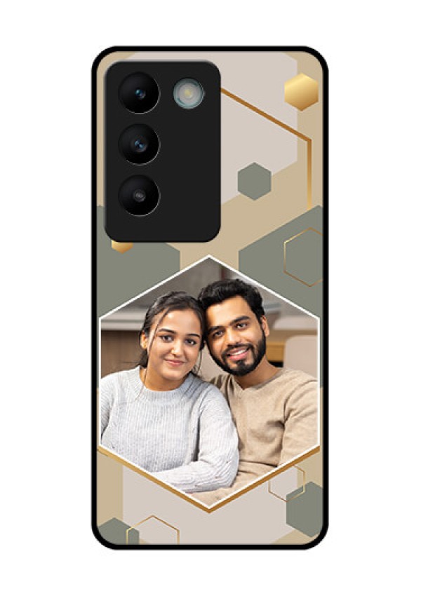 Vivo Y200E 5G Custom Glass Phone CaseStylish Hexagon Pattern Design