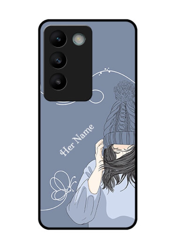 Vivo Y200E 5G Custom Glass Phone CaseGirl In Winter Outfit Design