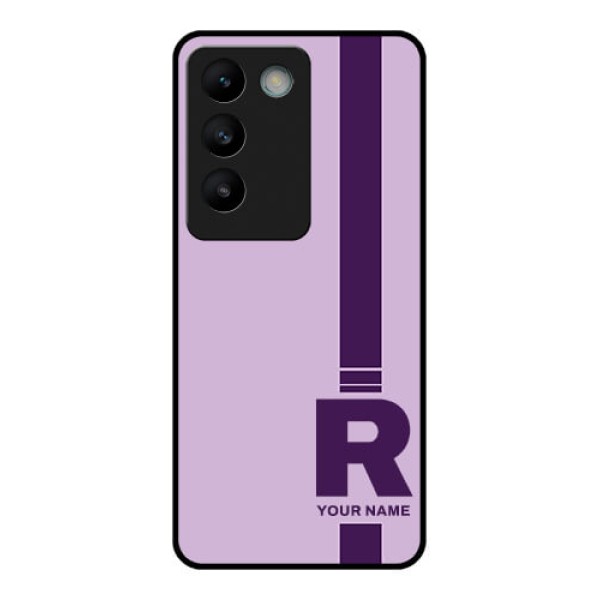 Vivo Y200E 5G Custom Glass Phone CaseSimple Dual Tone Stripe With Name Design