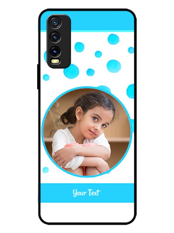 Custom Vivo Y20A Photo Printing on Glass Case  - Blue Bubbles Pattern Design