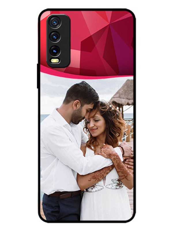 Custom Vivo Y20A Custom Glass Mobile Case  - Red Abstract Design