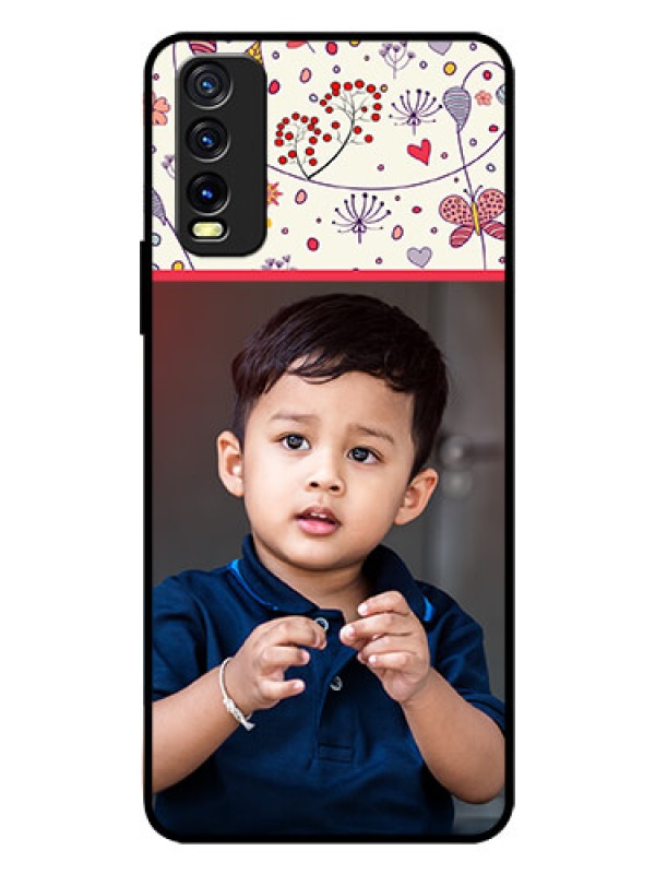 Custom Vivo Y20A Custom Glass Mobile Case  - Premium Floral Design