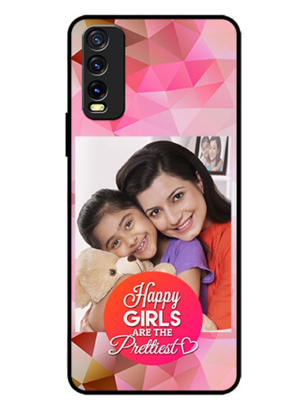 Custom Vivo Y20A Photo Printing on Glass Case  - Abstract Triangle Design