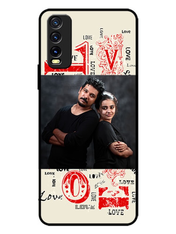 Custom Vivo Y20G Photo Printing on Glass Case  - Trendy Love Design Case