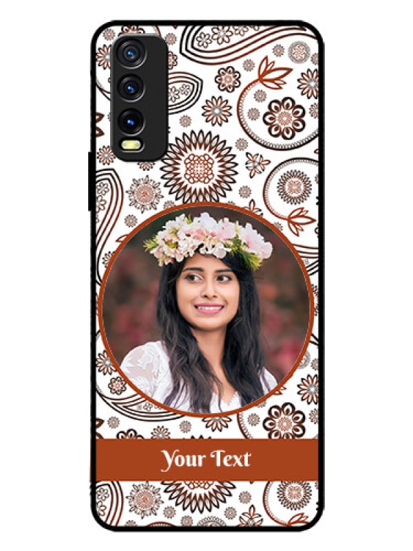 Custom Vivo Y20G Custom Glass Mobile Case  - Abstract Floral Design 
