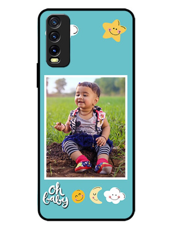 Custom Vivo Y20G Personalized Glass Phone Case  - Smiley Kids Stars Design