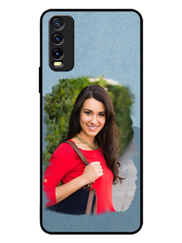 Custom Vivo Y20G Custom Glass Mobile Case  - Grunge Line Art Design