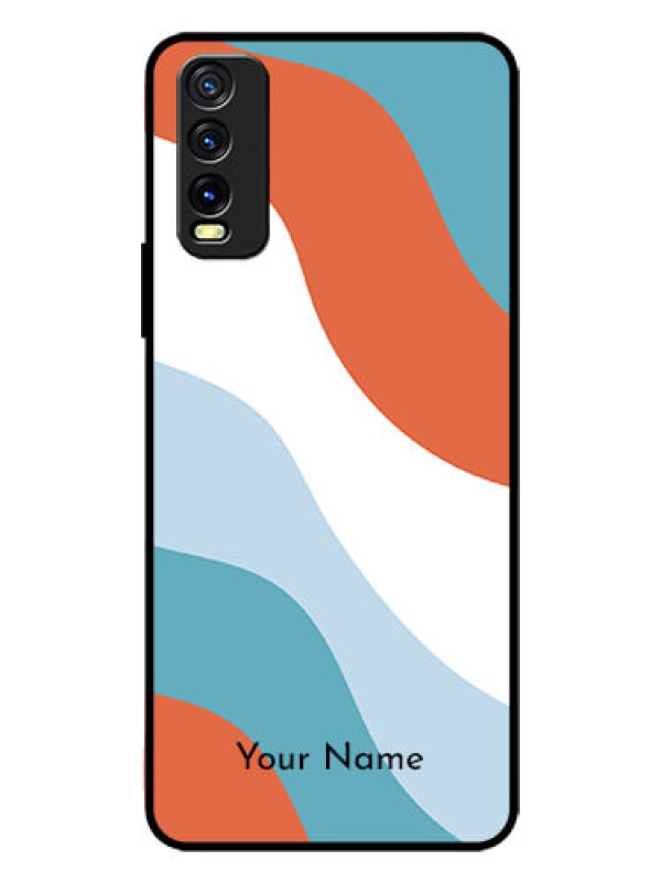 Custom Vivo Y20G Custom Glass Mobile Case - coloured Waves Design