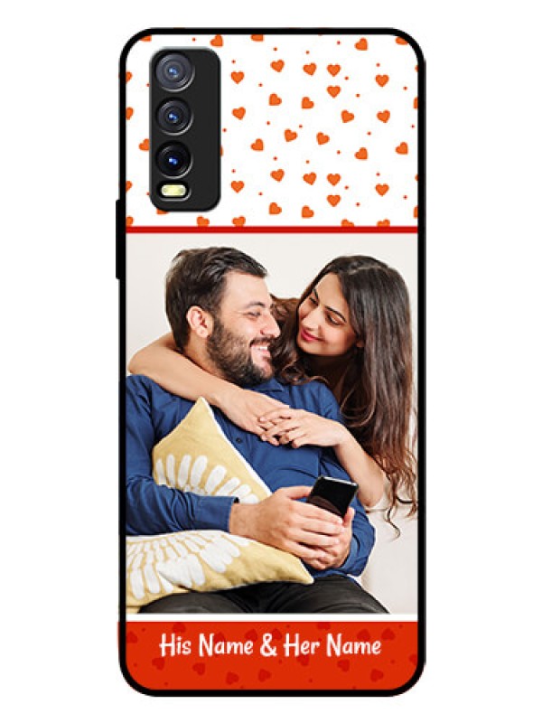 Custom Vivo Y20I Custom Glass Phone Case  - Orange Love Symbol Design