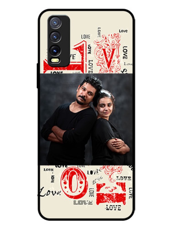 Custom Vivo Y20I Photo Printing on Glass Case  - Trendy Love Design Case