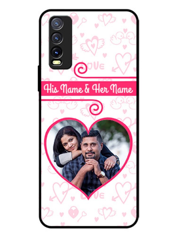 Custom Vivo Y20I Personalized Glass Phone Case  - Heart Shape Love Design