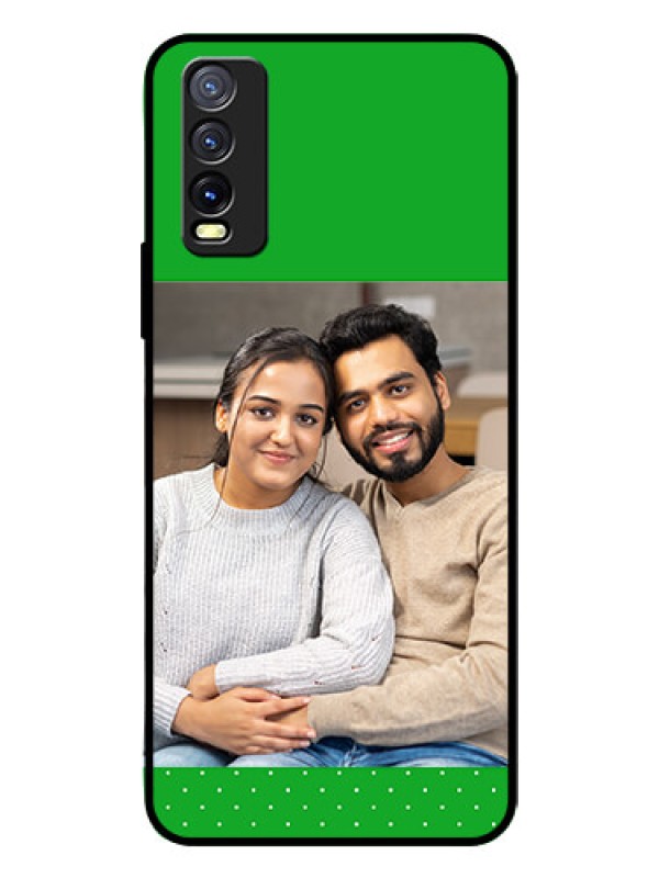Custom Vivo Y20I Personalized Glass Phone Case  - Green Pattern Design