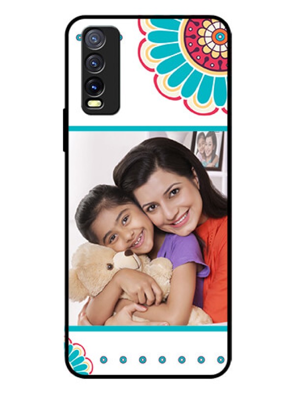 Custom Vivo Y20I Custom Glass Phone Case  - Flower Design