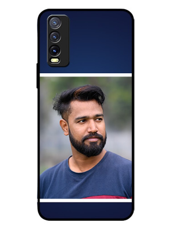 Custom Vivo Y20I Personalized Glass Phone Case  - Simple Royal Blue Design