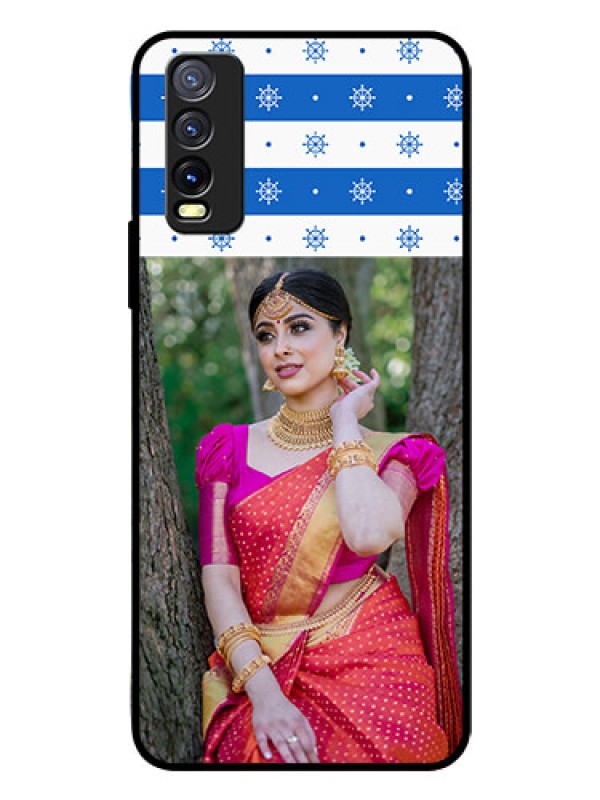 Custom Vivo Y20I Photo Printing on Glass Case  - Snow Pattern Design