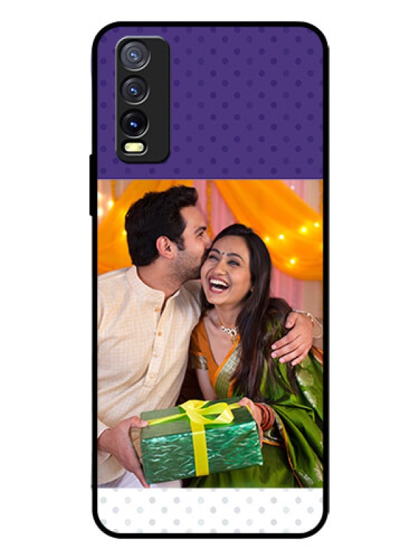 Custom Vivo Y20I Personalized Glass Phone Case  - Violet Pattern Design