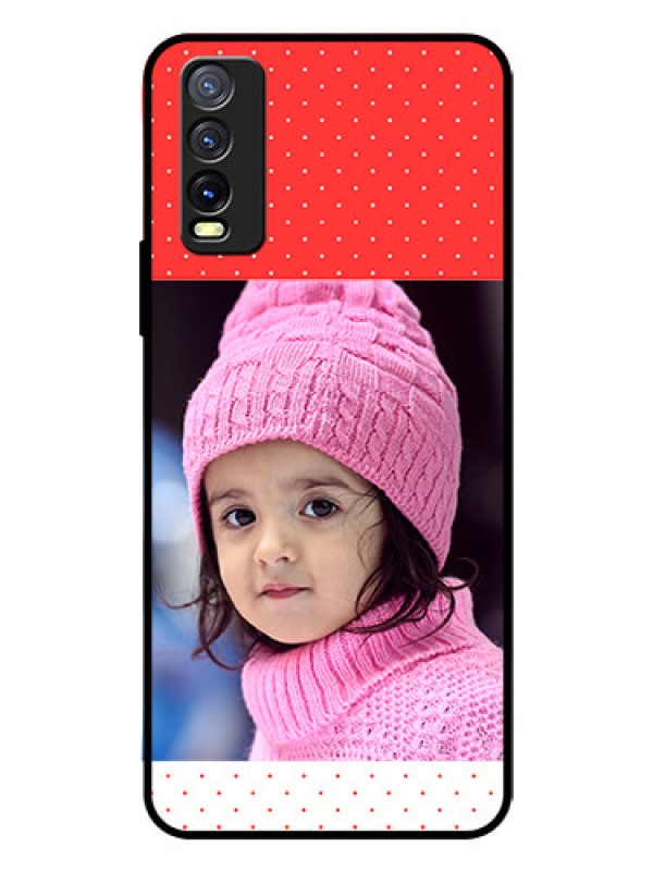 Custom Vivo Y20I Photo Printing on Glass Case  - Red Pattern Design