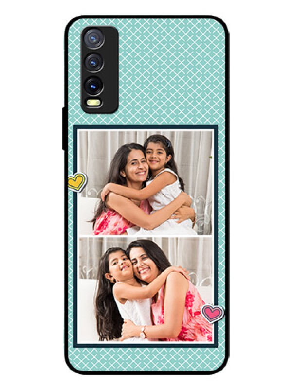 Custom Vivo Y20I Custom Glass Phone Case  - 2 Image Holder with Pattern Design