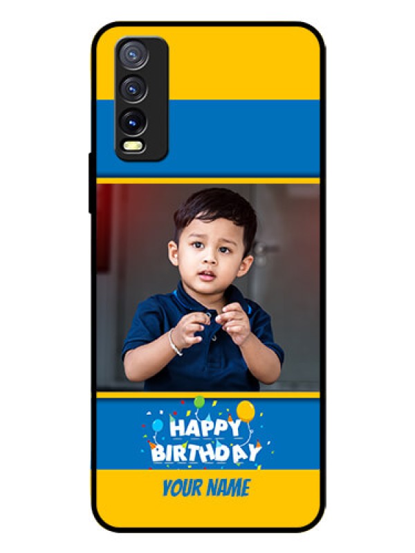 Custom Vivo Y20I Custom Glass Mobile Case  - Birthday Wishes Design