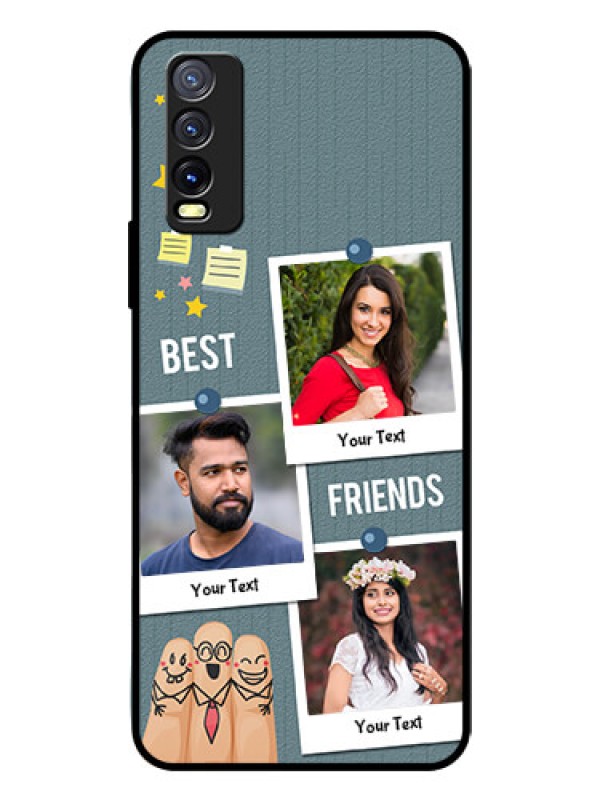 Custom Vivo Y20I Personalized Glass Phone Case  - Sticky Frames and Friendship Design