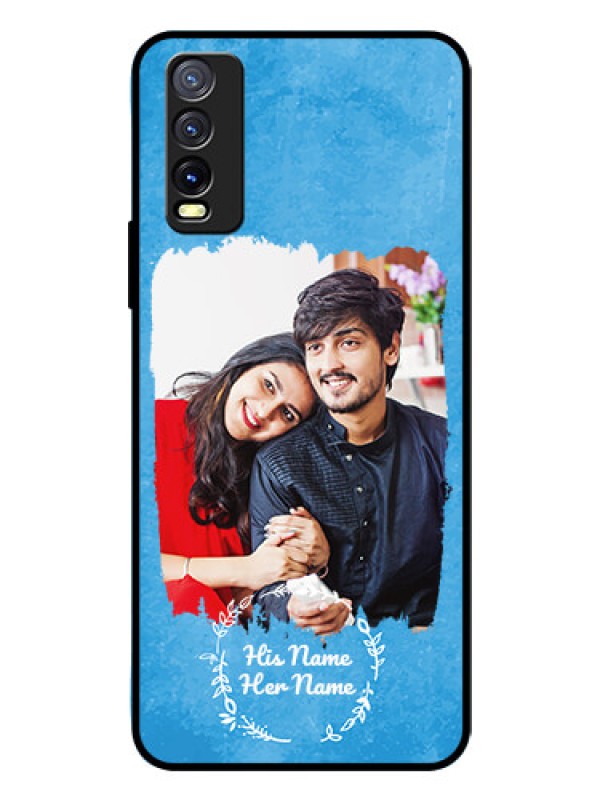 Custom Vivo Y20I Custom Glass Phone Case - Blue Color Vintage Design