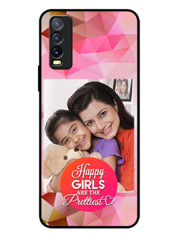 Custom Vivo Y20I Photo Printing on Glass Case  - Abstract Triangle Design