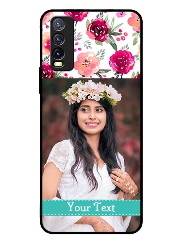 Custom Vivo Y20I Custom Glass Phone Case  - Watercolor Floral Design