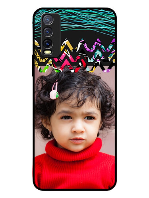 Custom Vivo Y20I Personalized Glass Phone Case  - Neon Abstract Design