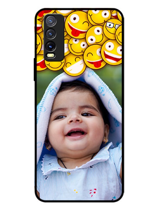 Custom Vivo Y20I Custom Glass Mobile Case  - with Smiley Emoji Design
