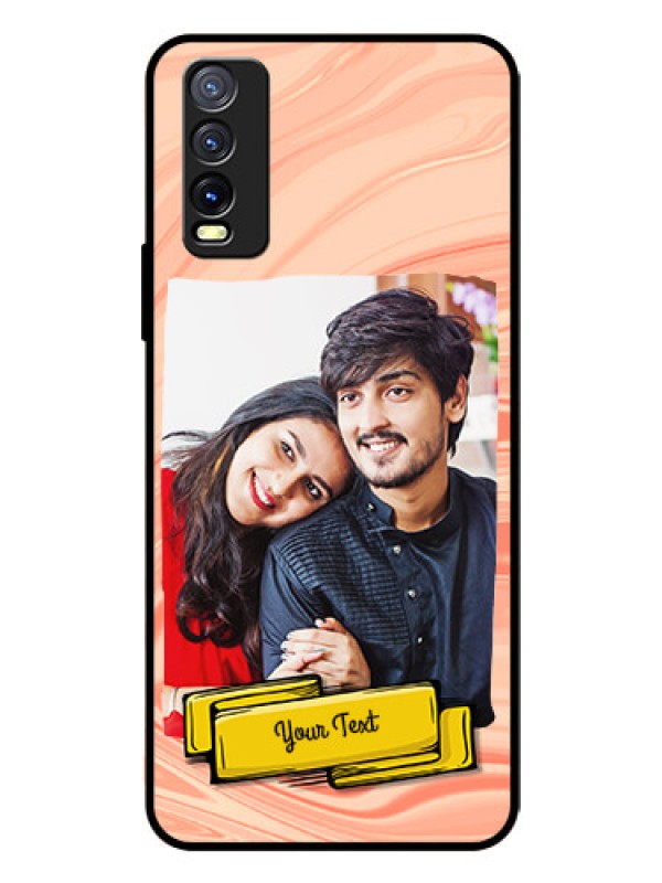 Custom Vivo Y20I Personalized Glass Phone Case  - Marble Texture Design