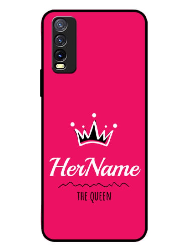 Custom Vivo Y20I Glass Phone Case Queen with Name