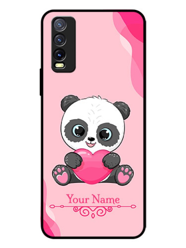 Custom Vivo Y20i Custom Glass Mobile Case - Cute Panda Design