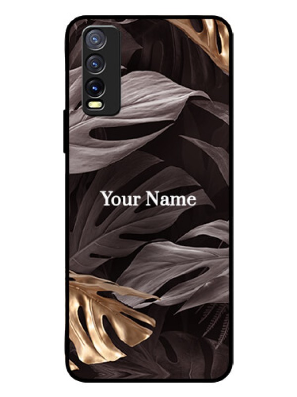 Custom Vivo Y20i Personalised Glass Phone Case - Wild Leaves digital paint Design