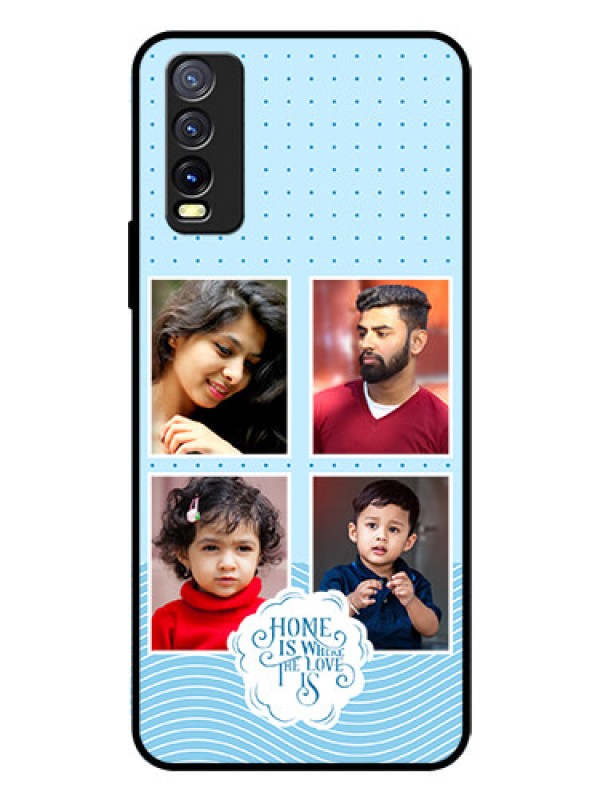 Custom Vivo Y20i Custom Glass Phone Case - Cute love quote with 4 pic upload Design