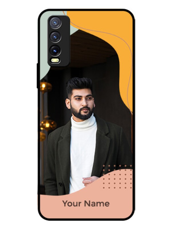 Custom Vivo Y20i Personalized Glass Phone Case - Tri-coloured overlay design