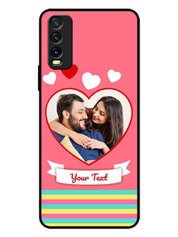 Custom Vivo Y20T Photo Printing on Glass Case - Love Doodle Design