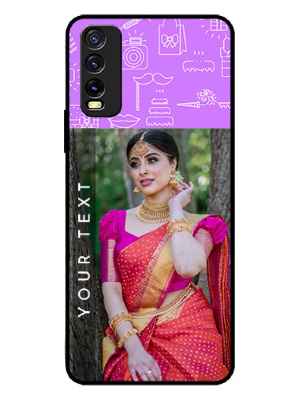 Custom Vivo Y20T Custom Glass Mobile Case - Birthday Icons Design