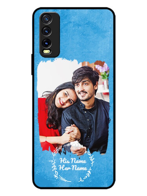Custom Vivo Y20T Custom Glass Phone Case - Blue Color Vintage Design