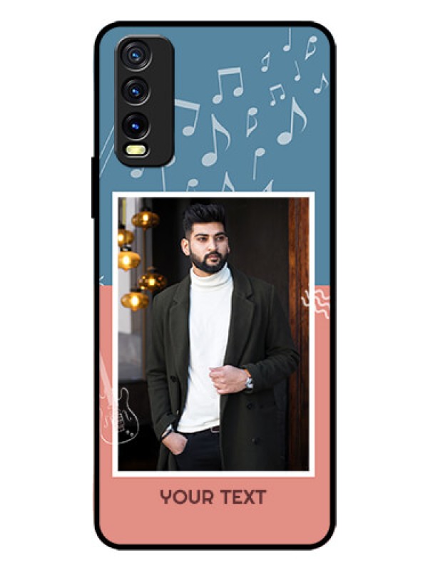 Custom Vivo Y20T Photo Printing on Glass Case - with Color Musical Note Design
