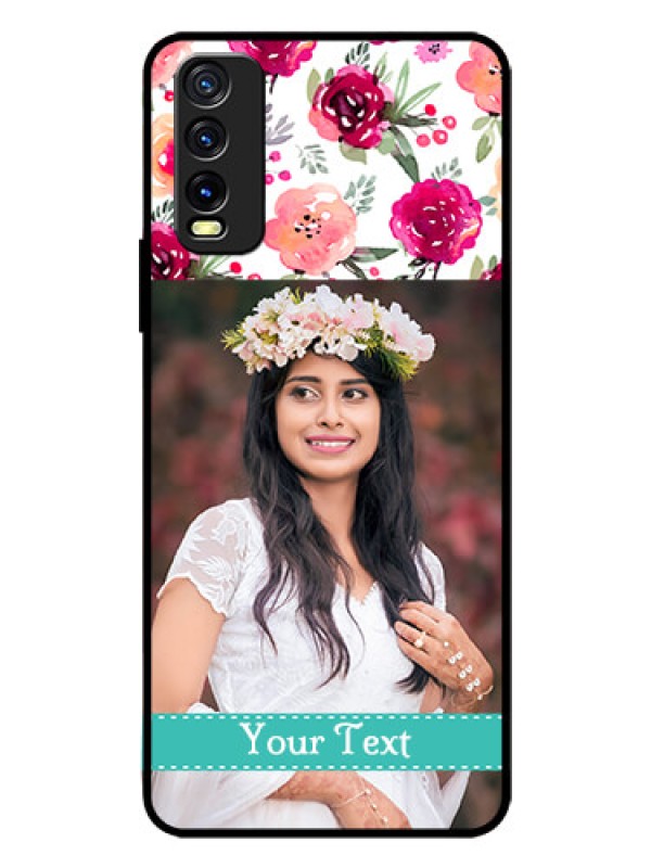 Custom Vivo Y20T Custom Glass Phone Case - Watercolor Floral Design