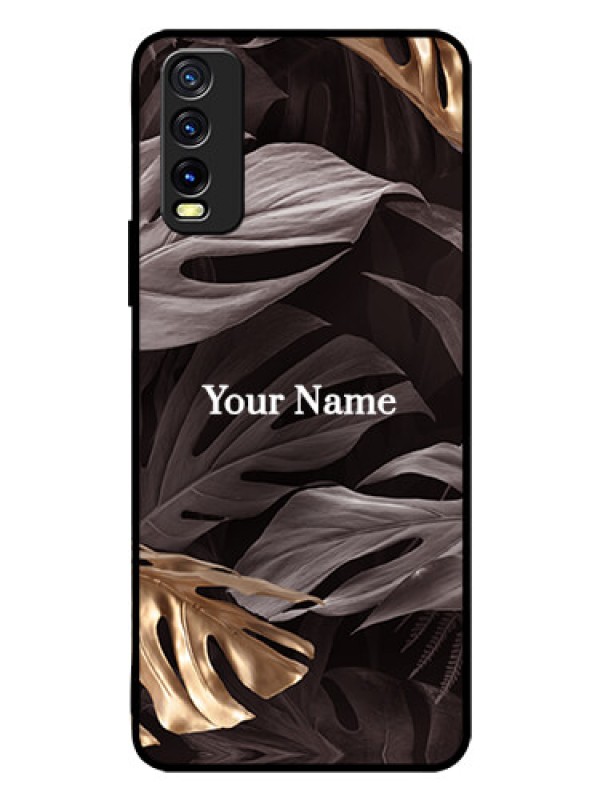 Custom Vivo Y20T Personalised Glass Phone Case - Wild Leaves digital paint Design